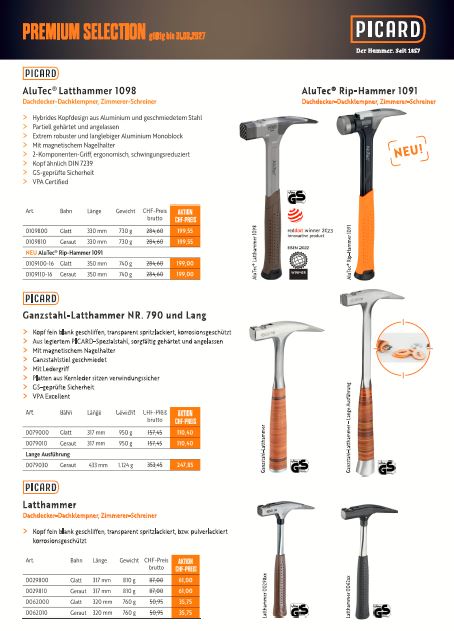 Knechtle Eisenwaren AG - Premuim Selection PICARD Der Hammer - Gültig bis 31.03.2027